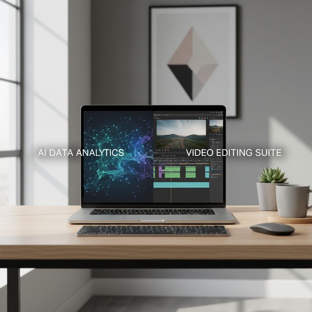 AI副業とパソコン作業をイメージしたビジュアル