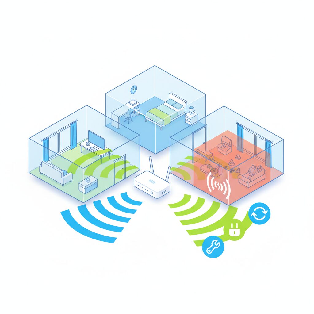 Wi-Fi速度低下の原因を切り分けるイメージ画像