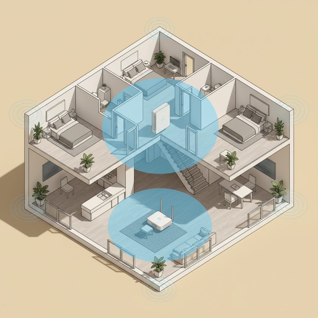 中継機の最適設置位置を示すイメージ画像