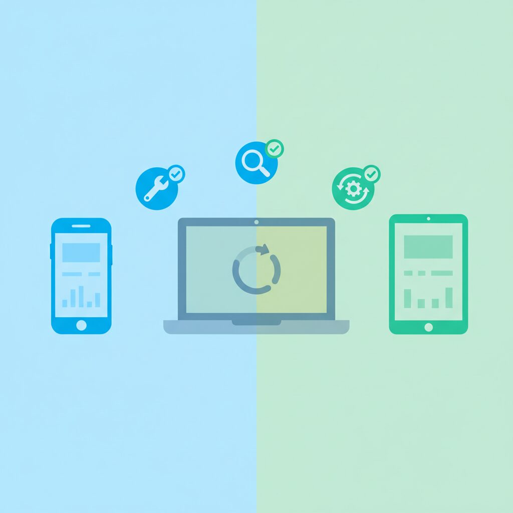 端末ごとの通信差を切り分けるイメージ画像